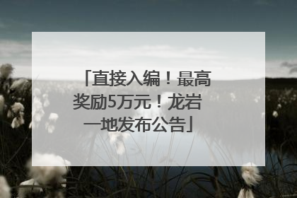 直接入编！最高奖励5万元！龙岩一地发布公告