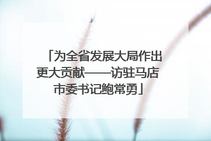 为全省发展大局作出更大贡献——访驻马店市委书记鲍常勇