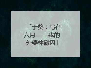 于葵：写在六月——我的外婆林徽因