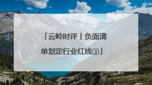 云岭时评丨负面清单划定行业红线③