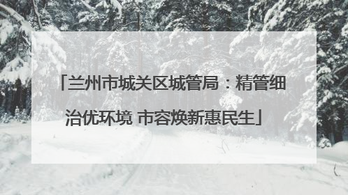 兰州市城关区城管局：精管细治优环境 市容焕新惠民生