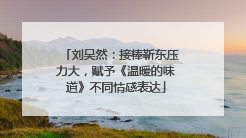 刘昊然：接棒靳东压力大，赋予《温暖的味道》不同情感表达