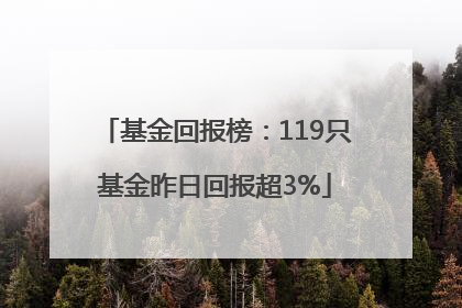 基金回报榜：119只基金昨日回报超3%