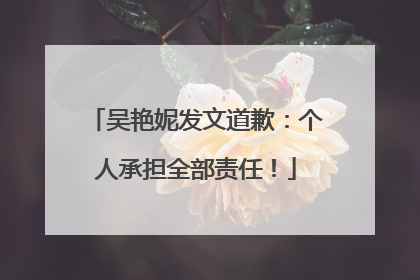 吴艳妮发文道歉：个人承担全部责任！