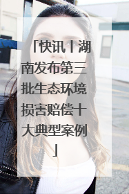 快讯丨湖南发布第三批生态环境损害赔偿十大典型案例