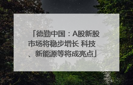 德勤中国：A股新股市场将稳步增长 科技、新能源等将成亮点