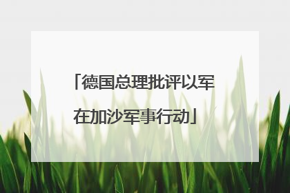 德国总理批评以军在加沙军事行动