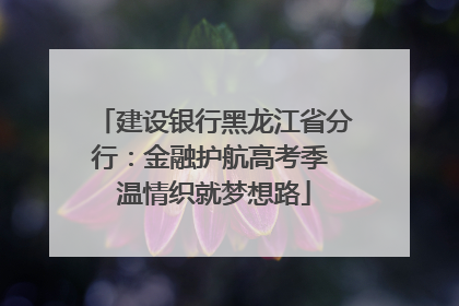 建设银行黑龙江省分行：金融护航高考季 温情织就梦想路