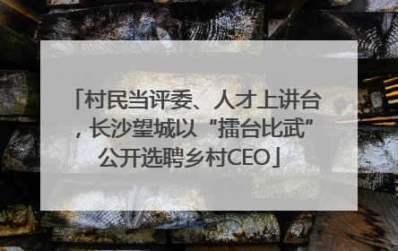 村民当评委、人才上讲台，长沙望城以“擂台比武” 公开选聘乡村CEO