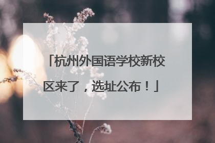 杭州外国语学校新校区来了，选址公布！