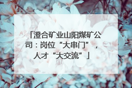澄合矿业山阳煤矿公司：岗位“大串门”，人才“大交流”