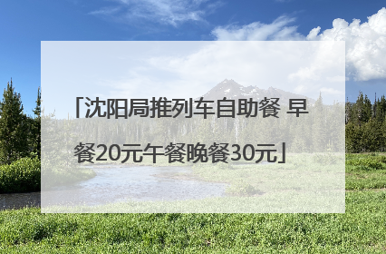 沈阳局推列车自助餐 早餐20元午餐晚餐30元