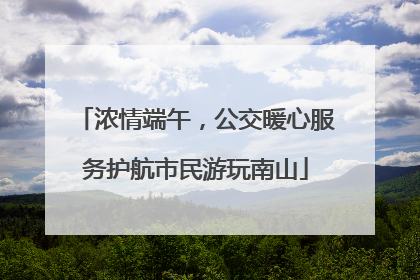 浓情端午，公交暖心服务护航市民游玩南山