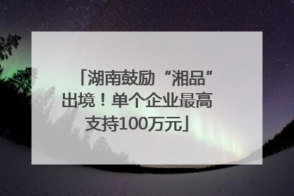 湖南鼓励“湘品”出境！单个企业最高支持100万元
