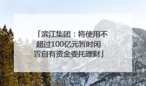 滨江集团：将使用不超过100亿元暂时闲置自有资金委托理财