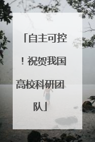 自主可控！祝贺我国高校科研团队