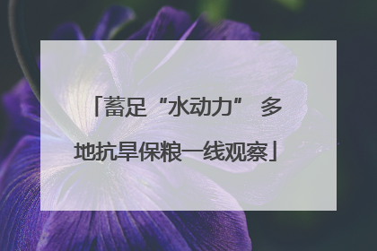 蓄足“水动力” 多地抗旱保粮一线观察