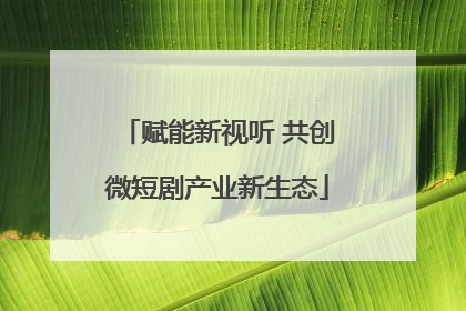 赋能新视听 共创微短剧产业新生态