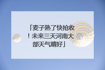麦子熟了快抢收！未来三天河南大部天气晴好