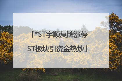 *ST宇顺复牌涨停 ST板块引资金热炒